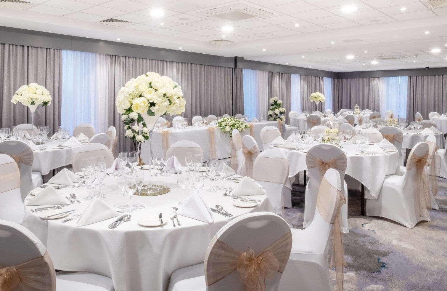 room set for wedding breakfast